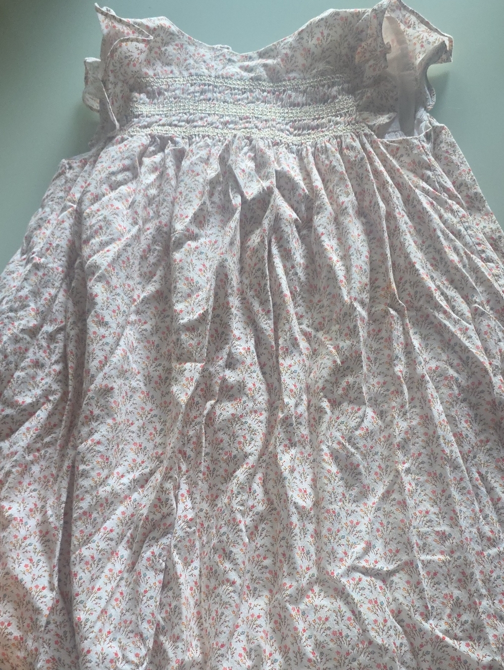 Petit Bateau Pink Floral Smocked Cotton Dress
